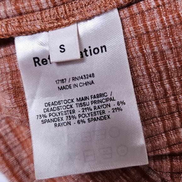 Reformation Jeans Joan Midi Skirt Ribbed Rust Side Slit Stretch Pencil Maxi S - Picture 9 of 14